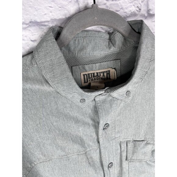 DULUTH Men's Light Gray Lightweight Button Down Shirt Large - Picture 2 of 5
